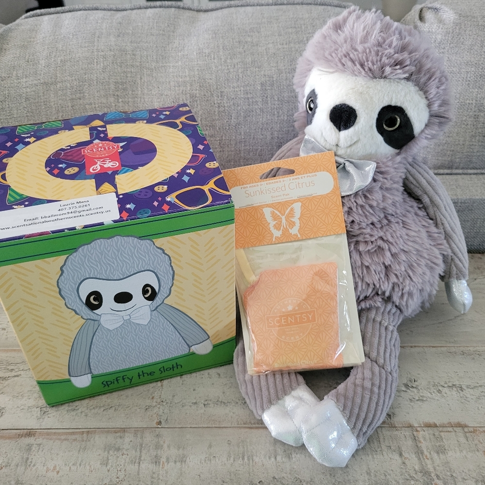 Scentsy Buddy Spiffy Sloth w Scent Pack